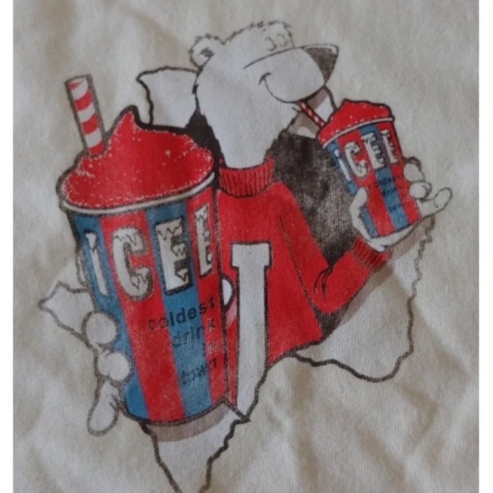 Original Use Icee Polar Bear Muscle Tee Mens Large Cream Boxy Fit Sleeveless New